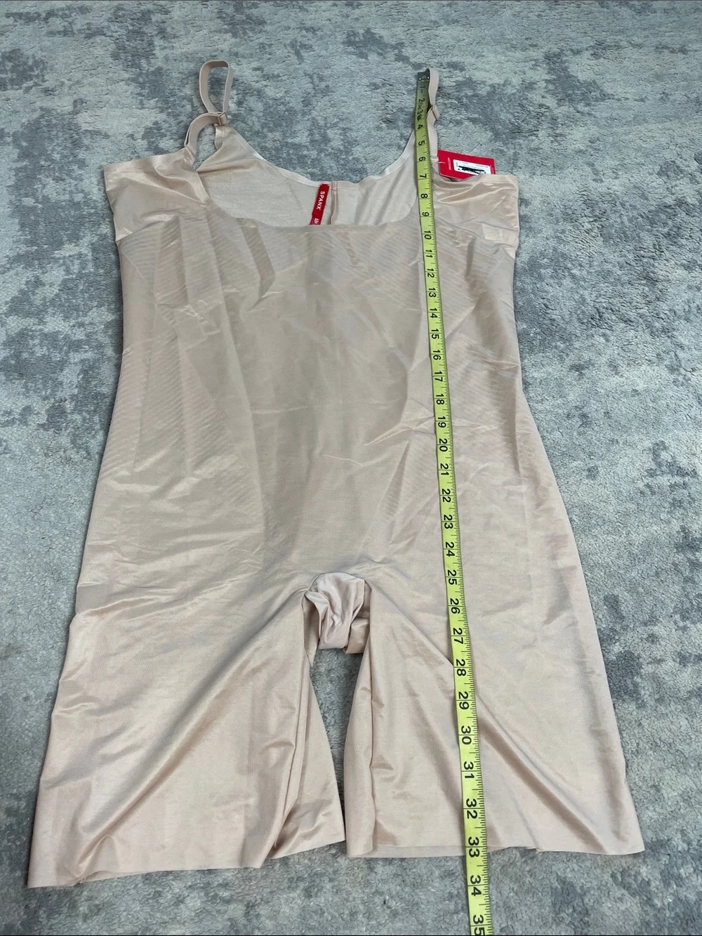 NWT Spanx Thinstincts 2.0 Openbust Mid Thigh Bodysuit Beige Plus Size 3X